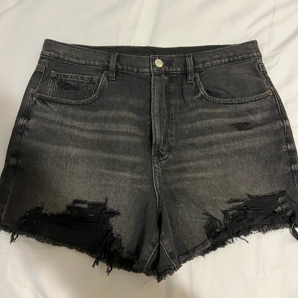 Black ripped jean shorts